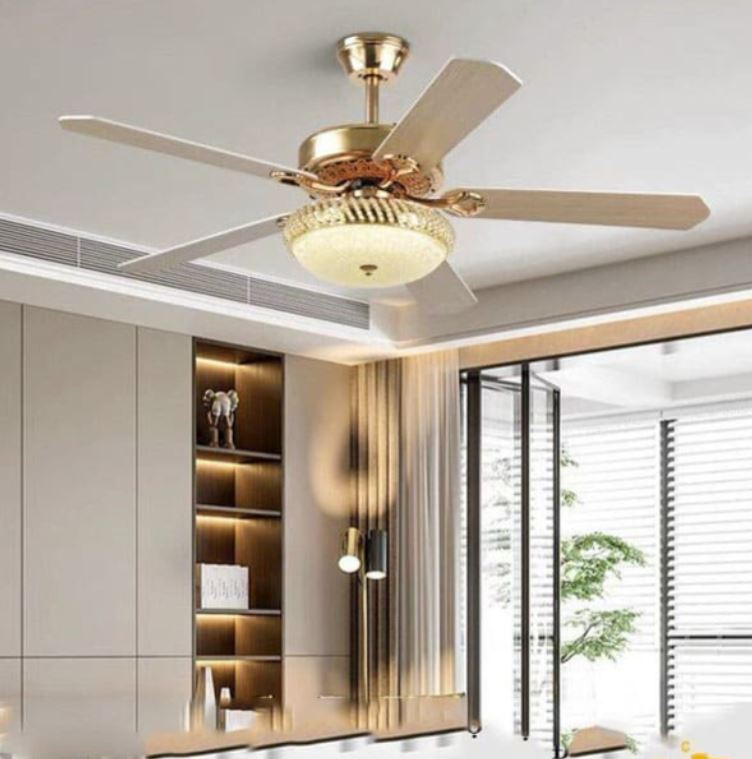 Quạt Trần Có Đèn Led 5 Cánh Trang Trí Phòng Khách Cao Cấp DC-QT4801
