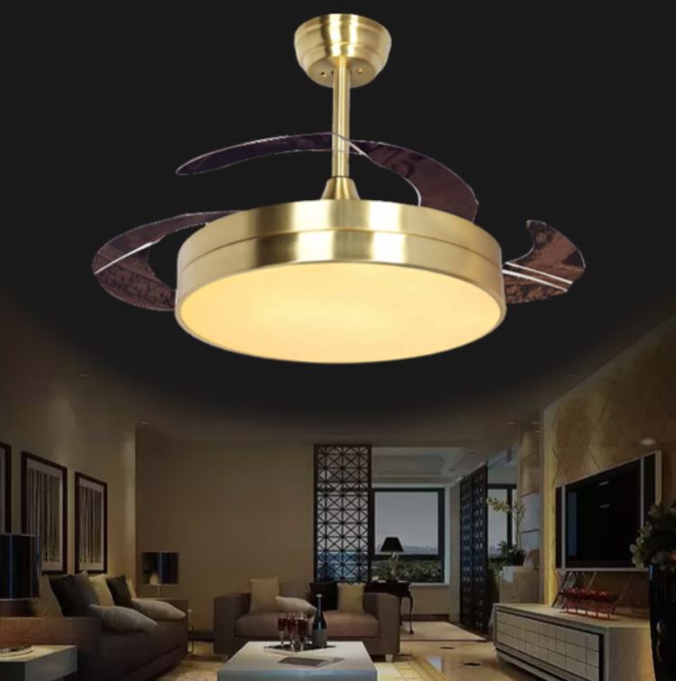 Quạt Trần Có Đèn Led Cánh Cụp Cánh Xòe Trang Trí Phòng Khách DR-Q9911