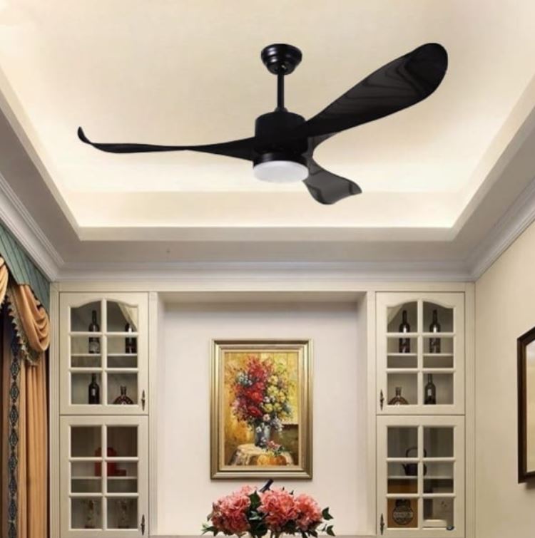 Quạt Trần Đèn Led Thân Đen Cánh Nhựa ABS Màu Đen PH-QVifa04-21-DEN