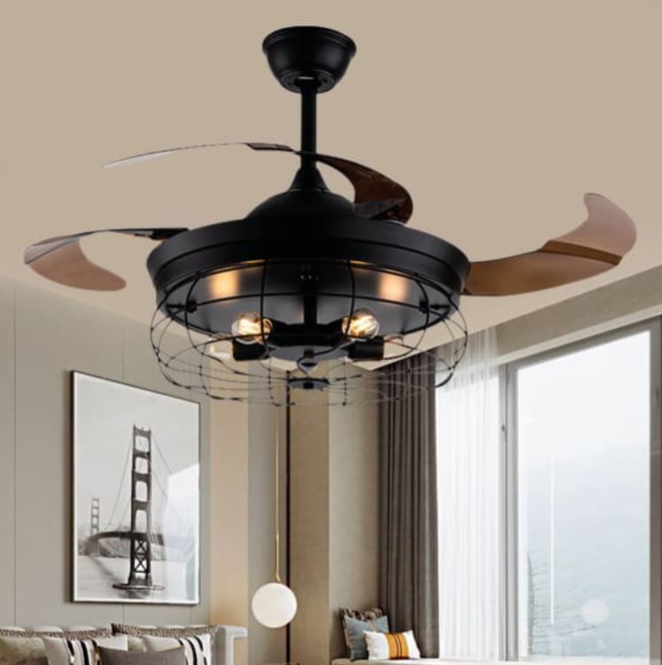 Quạt Trần Đèn Chùm Giấu Cánh Bằng Nhựa ABS Gắn Phòng Khách PH-QVifa52