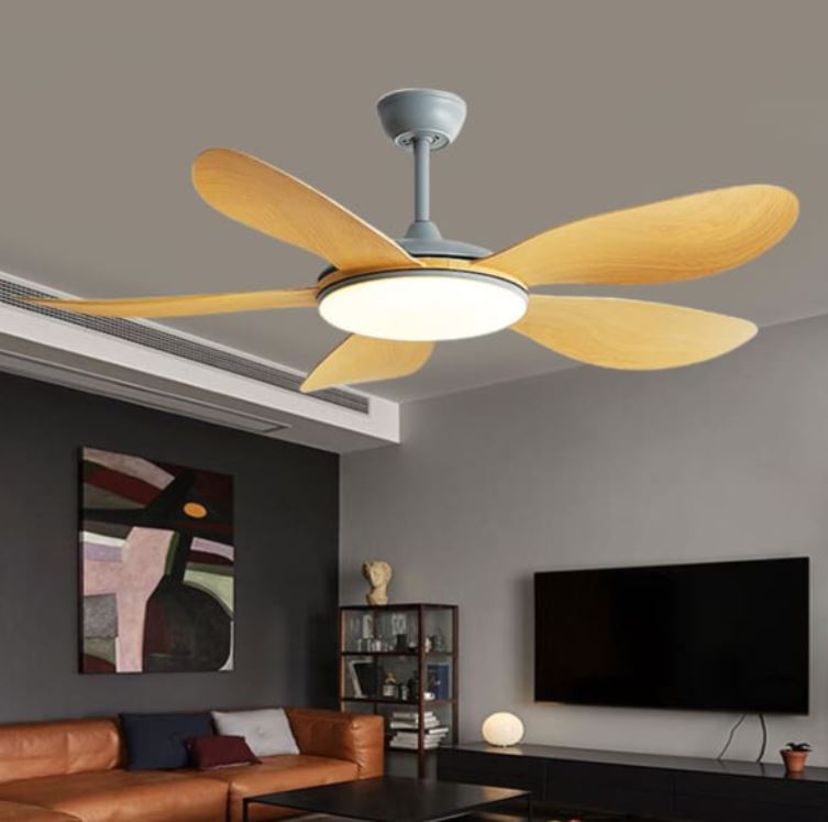 Quạt Trần Đèn Led 3 Chế Độ Sáng, 5 Cánh Nhựa ABS Màu Vàng PH-QVifa55