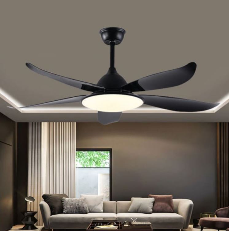 Quạt Trần Đèn Led Cánh Nhựa ABS Màu Đen Gắn Phòng Khách PH-QVifa56