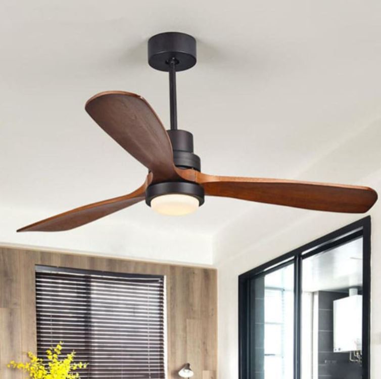 Quạt Trần Đèn Led Cánh Gỗ Trang Trí Phòng Khách Và Phòng Ngủ DC-QT5247