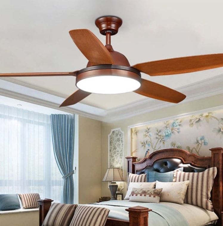 Quạt Trần Có Đèn Led 5 Cánh Gỗ Trang Trí Phòng Khách Cao Cấp DC-QT5602