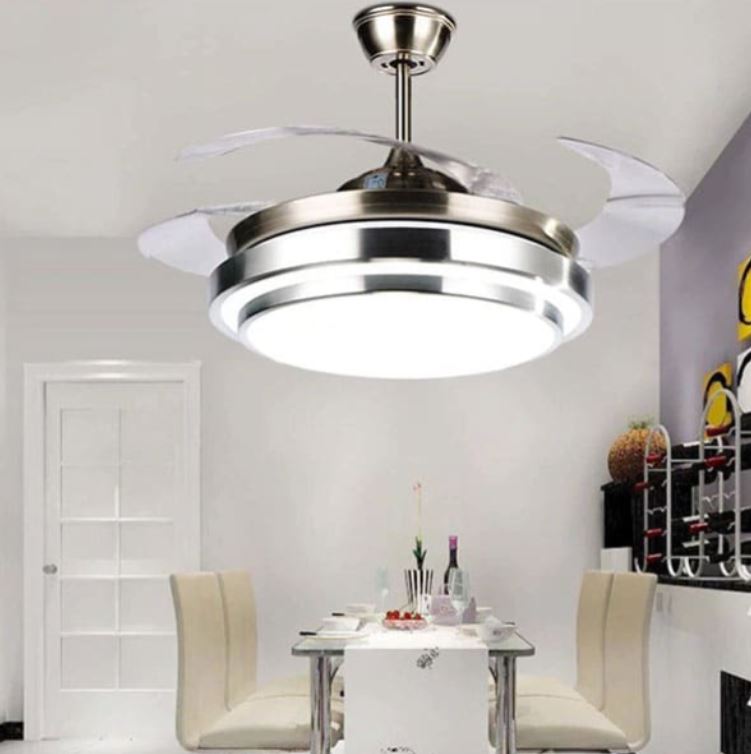 Quạt Trần Đèn Led Cánh Cụp Cánh Xòe Trang Trí Phòng Khách DC-QT4203